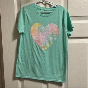 Cat & Jack Mint Green T-Shirt with Pastel Heart